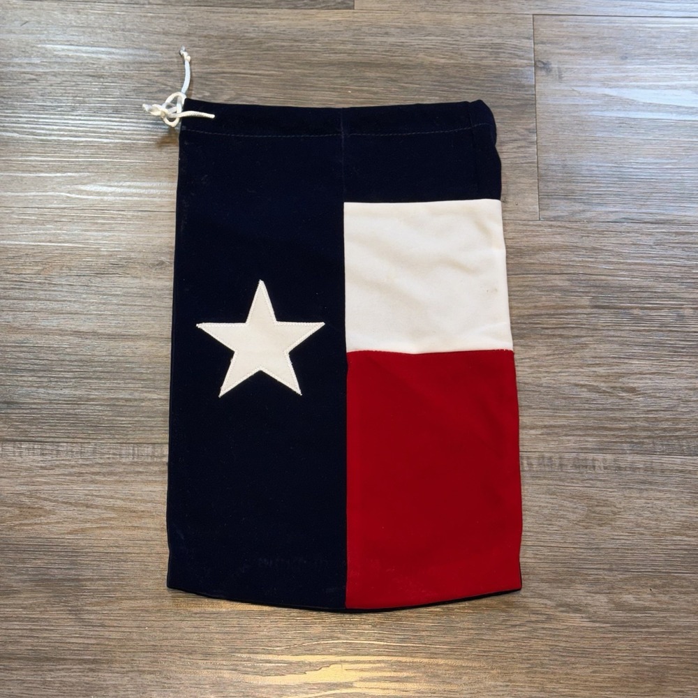 Crown Royal-Style Velvet Bag 9" x 15" Texas Flag Deign Red White Blue